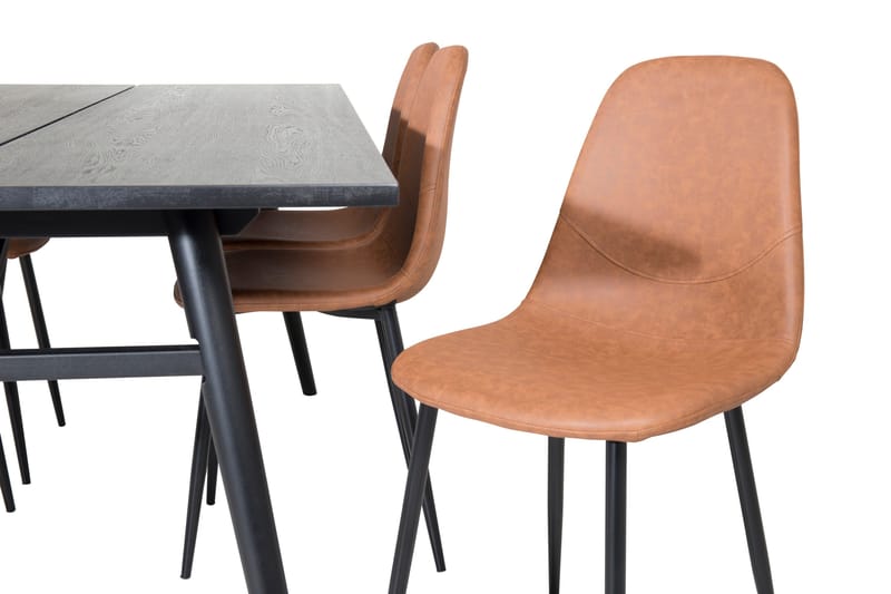 Spisegruppe Venture Home Sleek spisegruppe udtrækbar 195 cm rektangulær med 6 Polar-stole Sort/Brun - Møbler - Borde - Spisebordssæt