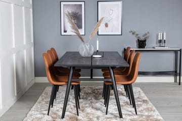 Spisegruppe Venture Home Sleek spisegruppe udtrækbar 195 cm rektangulær med 6 Polar-stole Sort/Brun - Møbler - Borde - Spisebordssæt