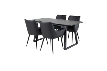 Spisegruppe Venture Home Zarzosa udtrækkelig spisegruppe 160 cm rektangulær med 4 Caspien-stole Sort - Møbler - Borde - Spisebordssæt