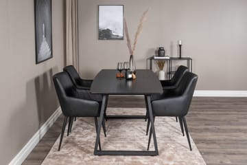 Spisegruppe Venture Home Zarzosa udtrækkelig spisegruppe 160 cm rektangulær med 4 Caspien-stole Sort - Møbler - Borde - Spisebordssæt