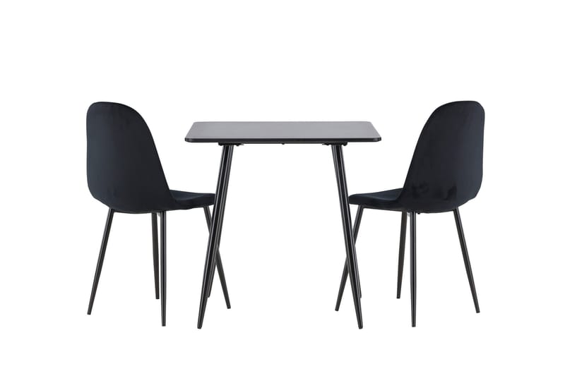 Spisegruppe Venture Home Polar spisegruppe 75 cm kvadratisk med 2 Polar-stole Sort/Sort/Sort - Møbler - Borde - Spisebordssæt