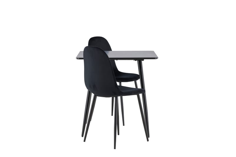 Spisegruppe Venture Home Polar spisegruppe 75 cm kvadratisk med 2 Polar-stole Sort/Sort/Sort - Møbler - Borde - Spisebordssæt