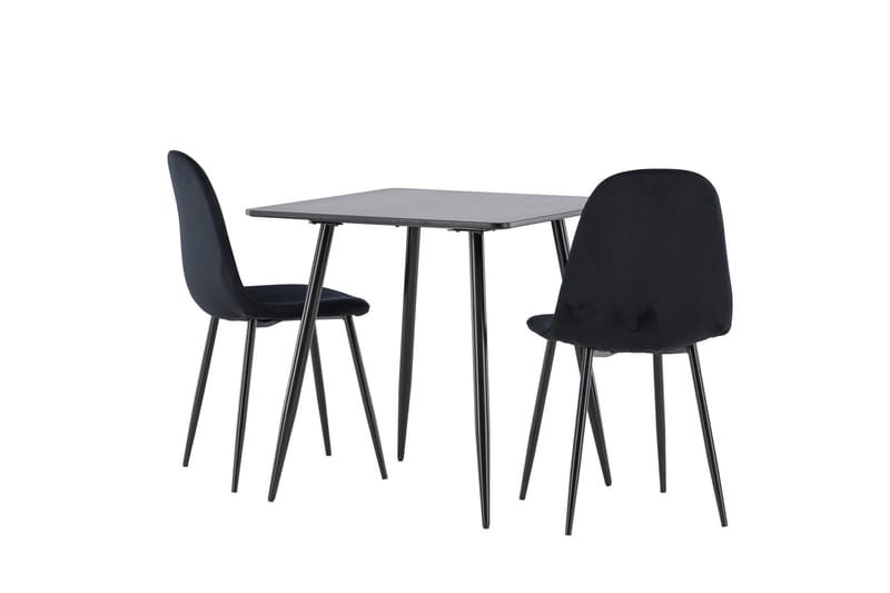 Spisegruppe Venture Home Polar spisegruppe 75 cm kvadratisk med 2 Polar-stole Sort/Sort/Sort - Møbler - Borde - Spisebordssæt