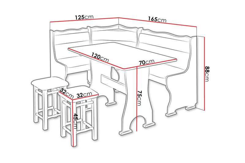 Thars Spisebordssæt - Brun/Beige - Møbler - Borde - Spisebordssæt