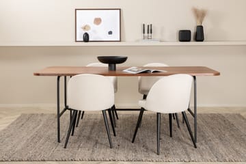 Unos Spisebordssæt 200 cm inkl 4 Valera Manchesterstole - Valnødsbrun/Sort/Beige - Møbler - Borde - Spisebordssæt