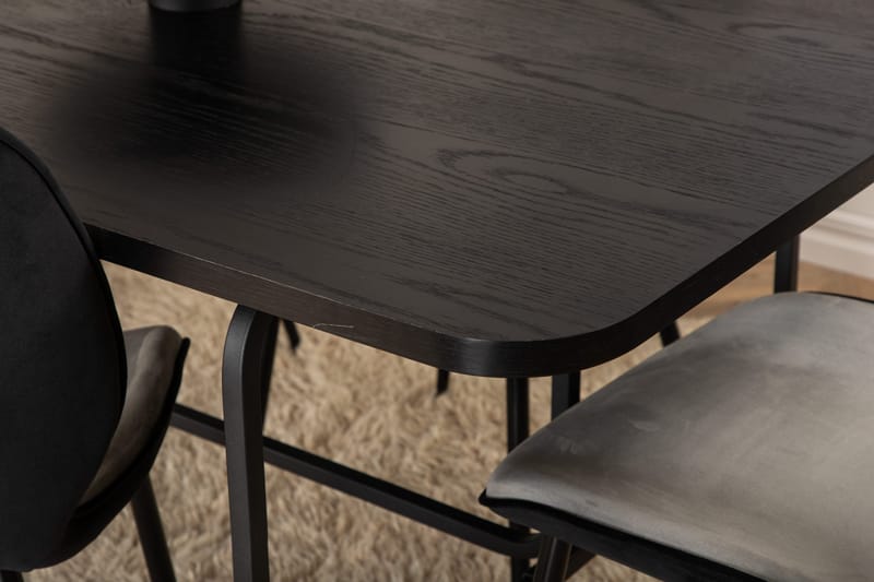 Unos Spisebordssæt 200 cm inkl 6 Emsa Stole - Sort/Lysegrå - Møbler - Borde - Spisebordssæt