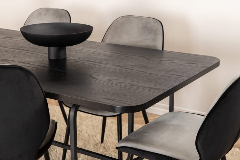 Unos Spisebordssæt 200 cm inkl 6 Emsa Stole - Sort/Lysegrå - Møbler - Borde - Spisebordssæt