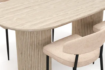 Uppveda Spisebord med travertin-look med 4 stk. Jairam Spisebordsstole - Beige - Møbler - Borde - Spisebordssæt