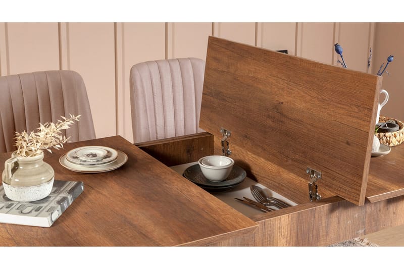 Valsot Udvideligt Spisebordssæt 129 cm - Hvid/Grå - Møbler - Borde - Spisebordssæt