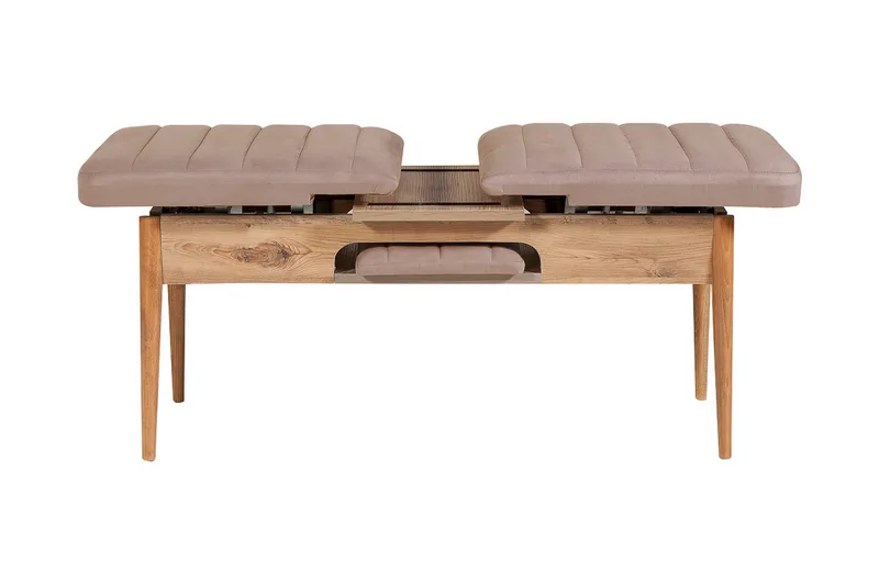 Valsot Udvideligt Spisebordssæt 129 cm - Natur/Grå/Brun - Møbler - Borde - Spisebordssæt