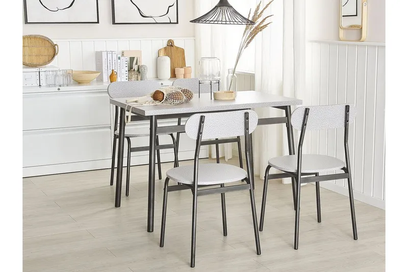 Velden Spisebordssæt 110 cm Inkl 4 Stole - Grå/Sort - Møbler - Borde - Spisebordssæt