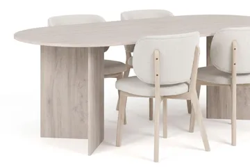 Vera spisegruppe 220 cm rektangulær hvidlaseret med 6 Eira spisestole - Hvidbejdset eg - Møbler - Borde - Spisebordssæt