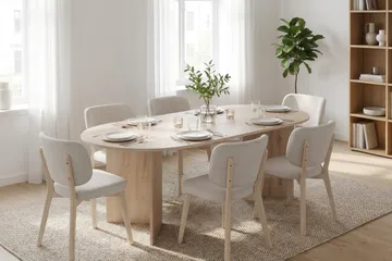 Vera spisegruppe 220 cm rektangulær hvidlaseret med 6 Eira spisestole - Hvidbejdset eg - Møbler - Borde - Spisebordssæt