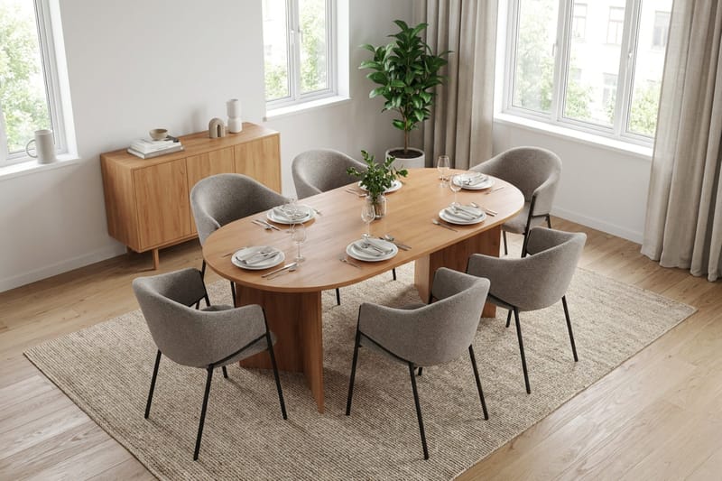 Vera spisegruppe rektangulær 180 cm eg med 6 Filip spisestole - Eg - Møbler - Borde - Spisebordssæt