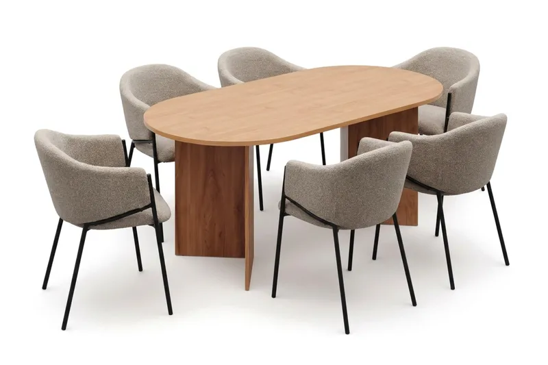 Vera spisegruppe rektangulær 180 cm eg med 6 Filip spisestole - Eg - Møbler - Borde - Spisebordssæt