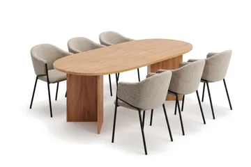 Vera spisegruppe rektangulær 180 cm eg med 6 Filip spisestole - Eg - Møbler - Borde - Spisebordssæt