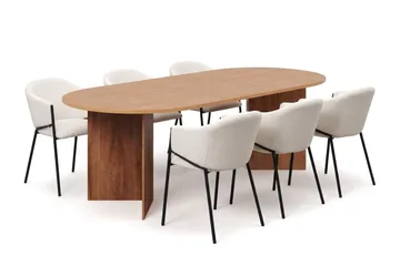 Hvid bouclé - Røget eg