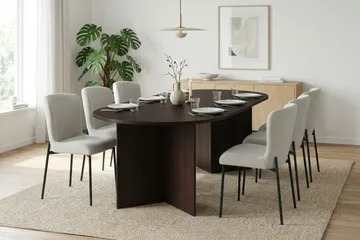 Vera spisegruppe rektangulær 180 cm røget eg med 6 Elsie spisestole - Røget eg/Hvid - Møbler - Borde - Spisebordssæt