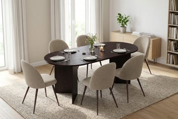 Vera spisegruppe rektangulær 180 cm røget eg med 6 Nibe Plus spisestole - Røget eg - Møbler - Borde - Spisebordssæt