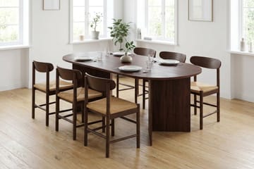 Vera spisegruppe rektangulær 180 cm valnød med 6 Malte spisestole - Møbler - Borde - Spisebordssæt