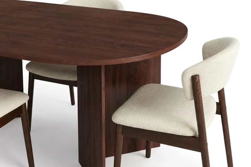 Vera spisegruppe rektangulær 180 cm valnød med 6 Nala spisebordsstole - Valnød - Møbler - Borde - Spisebordssæt