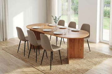 Vera spisegruppe rektangulær 220 cm eg med 6 Nibe spisebordsstole - Eg - Møbler - Borde - Spisebordssæt