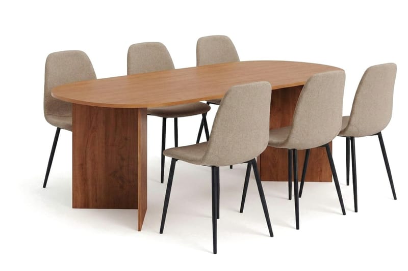 Vera spisegruppe rektangulær 220 cm eg med 6 Nibe spisebordsstole - Eg - Møbler - Borde - Spisebordssæt