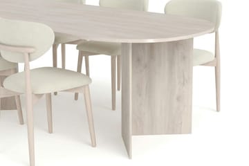 Vera spisegruppe rektangulær 220 cm hvidolieret med 6 Molly spisebordsstole - Hvidlakeret - Møbler - Borde - Spisebordssæt