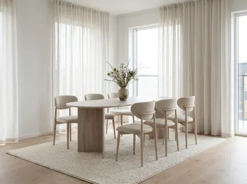 Vera spisegruppe rektangulær 220 cm hvidolieret med 6 Molly spisebordsstole - Hvidlakeret - Møbler - Borde - Spisebordssæt