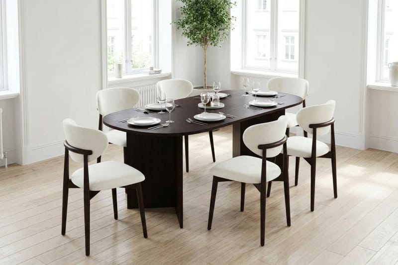 Vera spisegruppe rektangulær 220 cm røget eg med 6 Molly spisebordsstole - Røget eg - Møbler - Borde - Spisebordssæt