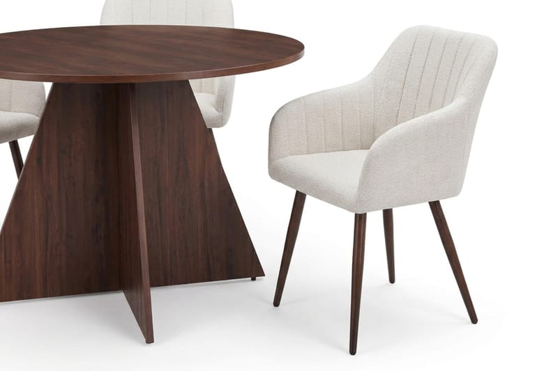 Vera spisegruppe rund 110 cm valnød med 4 Filippa spisestole - Valnød - Møbler - Borde - Spisebordssæt