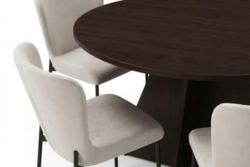 Vera spisegruppe rund 130 cm røget eg med 6 Elsie spisestole - Røget eg/Beige - Møbler - Borde - Spisebordssæt