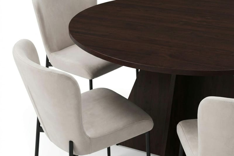 Vera spisegruppe rund 130 cm røget eg med 6 Elsie spisestole - Røget eg/Beige - Møbler - Borde - Spisebordssæt