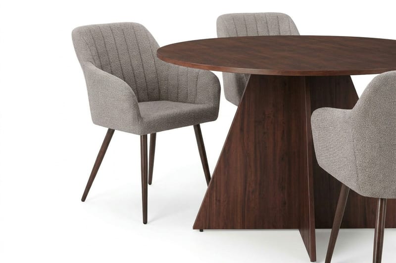 Vera spisegruppe rund 130 cm valnød med 6 Filippa spisebordsstole - Valnød - Møbler - Borde - Spisebordssæt