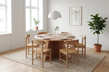 Vera spisegruppe rund 150 cm eg med 6 Malte spisebordsstole - Eg - Møbler - Borde - Spisebordssæt