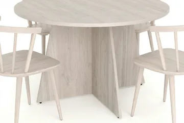 Vera spisegruppe rund 150 cm hvidlaseret med 6 Tyrö-spisestole - Hvidlakeret - Møbler - Borde - Spisebordssæt