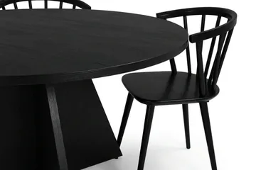 Vera spisegruppe rundt 130 cm sort med 6 Tyrö spisebordsstole - Sort - Møbler - Borde - Spisebordssæt
