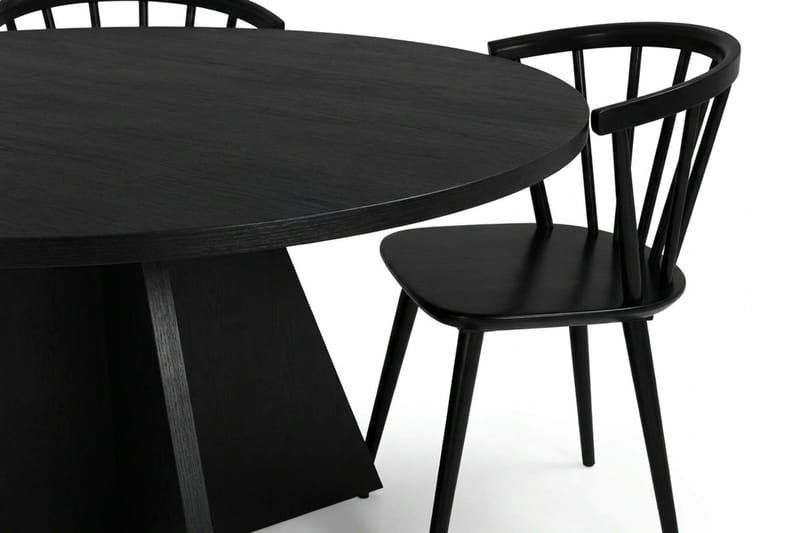 Vera spisegruppe rundt 130 cm sort med 6 Tyrö spisebordsstole - Sort - Møbler - Borde - Spisebordssæt