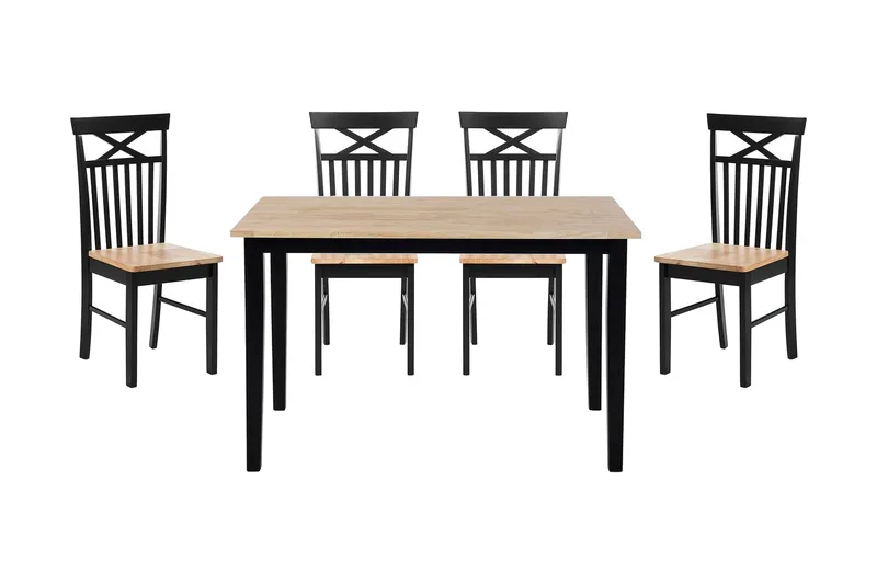 Weybourne Spisebordssæt med 4 stole, Sort