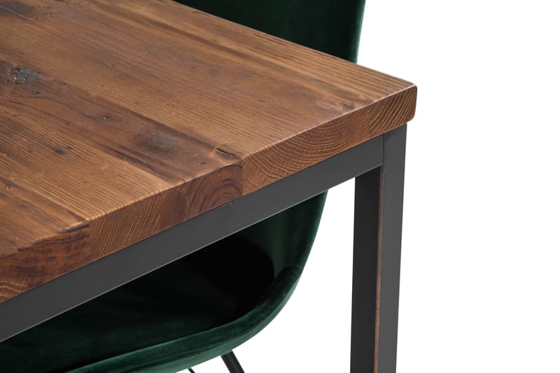 Wilmer Spisebordssæt 140 cm med 4 Shell Stol Velour - Brun/Grøn - Spisebordssæt