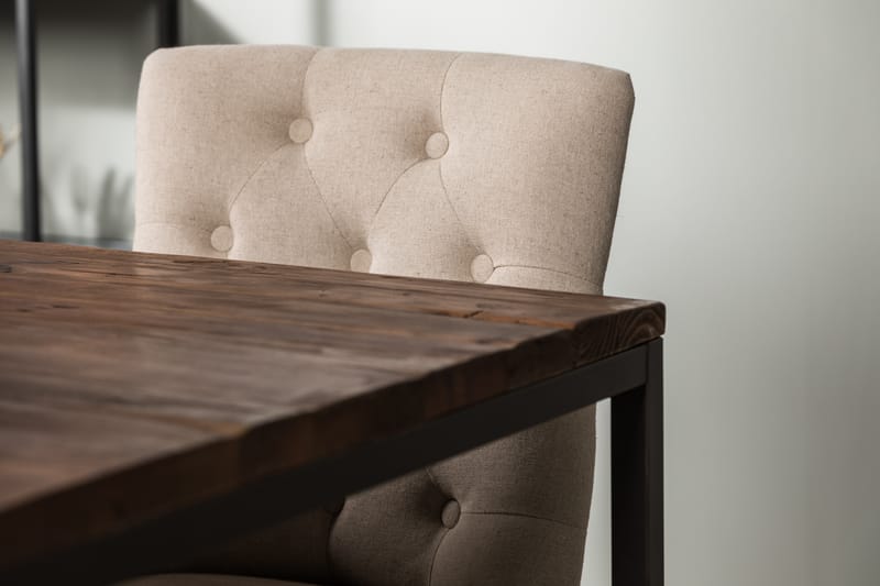 Wilmer Spisebordssæt 140 cm med 4 Viktoria Lænestol - Rustik Elm/Sort/Beige/Træ - Møbler - Borde - Spisebordssæt