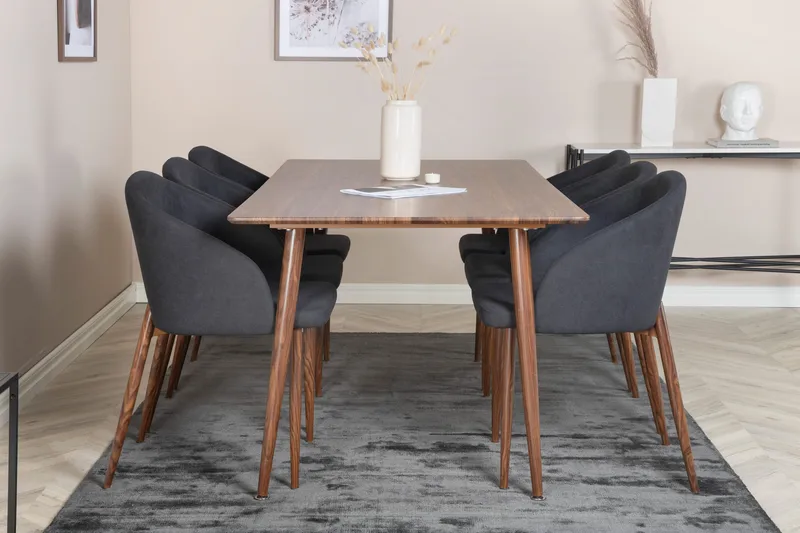 Ypas Matgrupp 180 cm + 6 st Kullersbro Matstolar Venture Home Brown - Møbler - Borde - Spisebordssæt