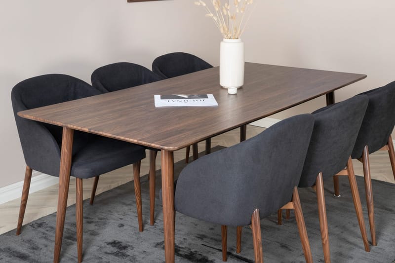 Ypas Matgrupp 180 cm + 6 st Kullersbro Matstolar Venture Home Brown - Møbler - Borde - Spisebordssæt