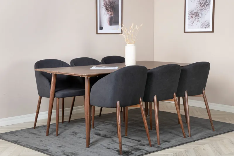 Ypas Matgrupp 180 cm + 6 st Kullersbro Matstolar Venture Home Brown, undefined