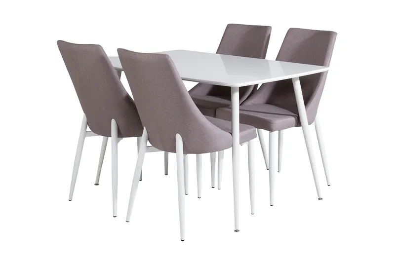 Ypas Spisebordssæt 120 cm inkl 4 Ludde Stole, Hvid/Grå