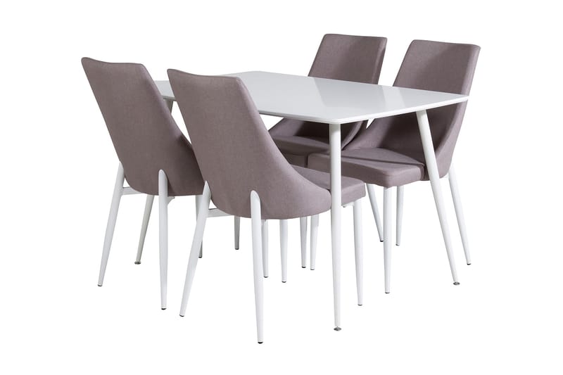 Ypas Spisebordssæt 120 cm inkl 4 Ludde Stole, Hvid/Grå