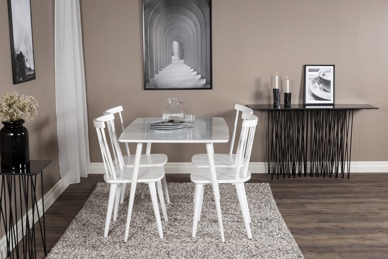 Ypas Spisebordssæt 120 cm inkl 4 Mollan Stole - Hvid - Møbler - Borde - Spisebordssæt