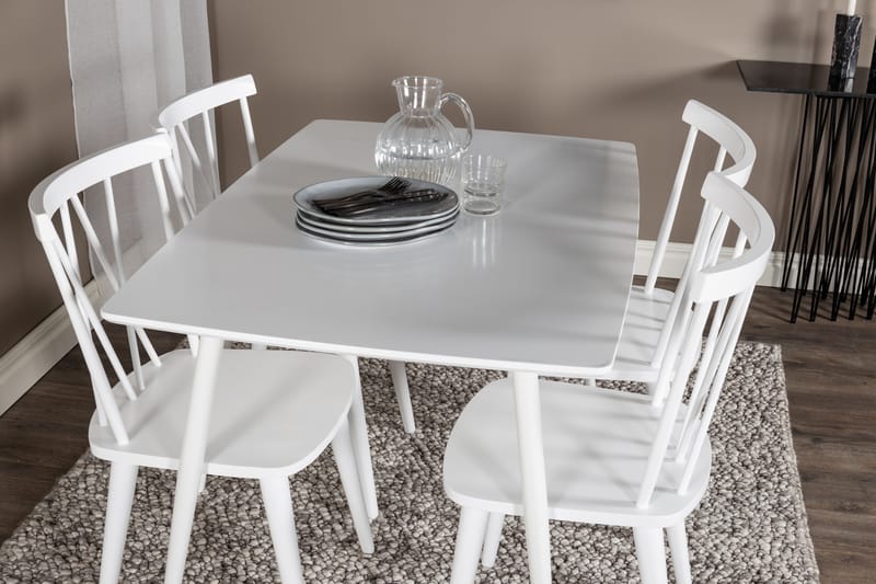 Ypas Spisebordssæt 120 cm inkl 4 Mollan Stole - Hvid - Møbler - Borde - Spisebordssæt