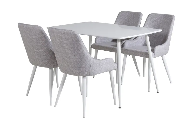 Ypas Spisebordssæt 120 cm inkl 4 Ridones Stole, Hvid/Grå
