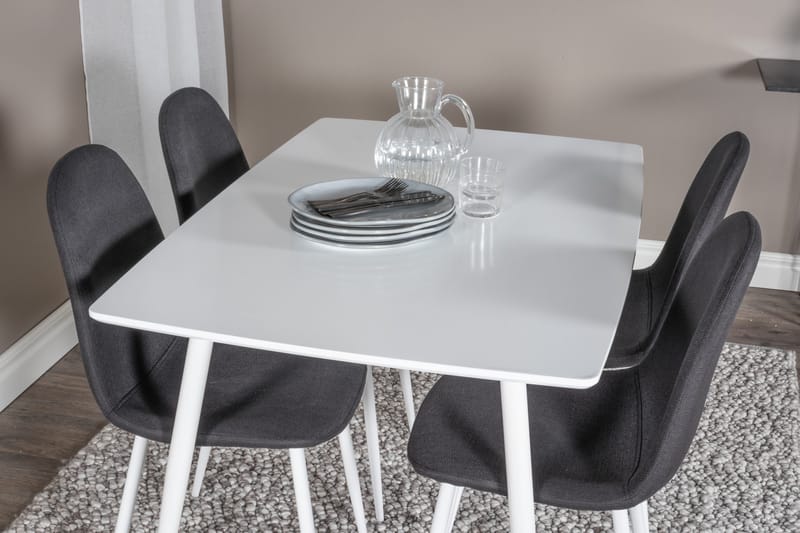 Ypas Spisebordssæt 120 cm inkl 4 Ypas Stole - Hvid/Sort - Møbler - Borde - Spisebordssæt